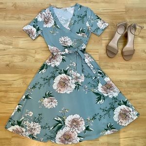 JessaKae Molly Floral Dress in Aqua